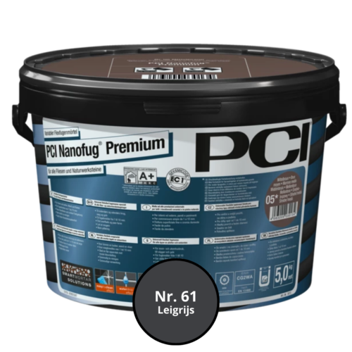 Voegsel PCI Nanofug Premium emmer 5kg nr.61 Leigrijs - Afbeelding 2