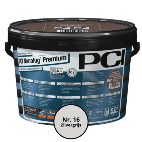 Voegsel PCI Nanofug Premium emmer 5kg nr.16 Zilvergrijs - Afbeelding 2