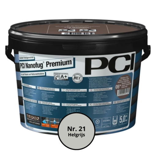 Voegsel PCI Nanofug Premium emmer 5kg nr.21 Heldergrijs - Afbeelding 2